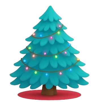 Teal Christmas tree with lights