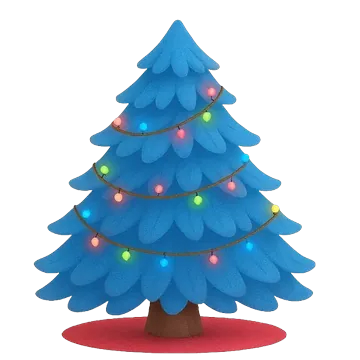 Blue Christmas tree with lights